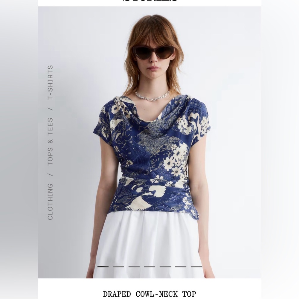 NWT  &other stories blue cowl neck top